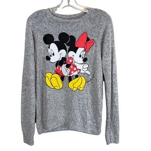 Disney Mickey Mouse And Minnie Mouse Gray Long Sleeve Top Size XS